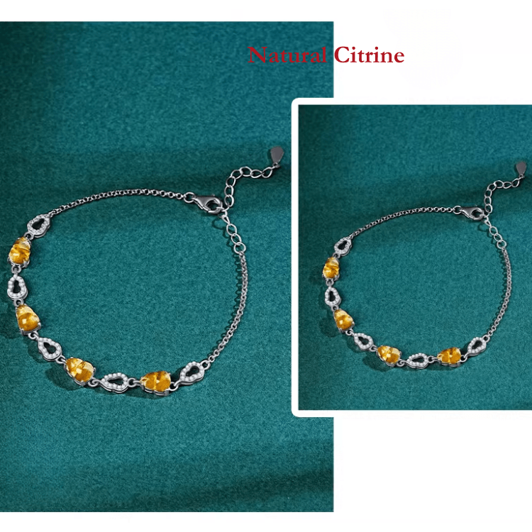 RUYI Jewelry material detail: hulu-shaped citrine beads, showcasing the crystal's natural clarity and warm yellow tone. Citrine is traditionally associated with stability and grounding.